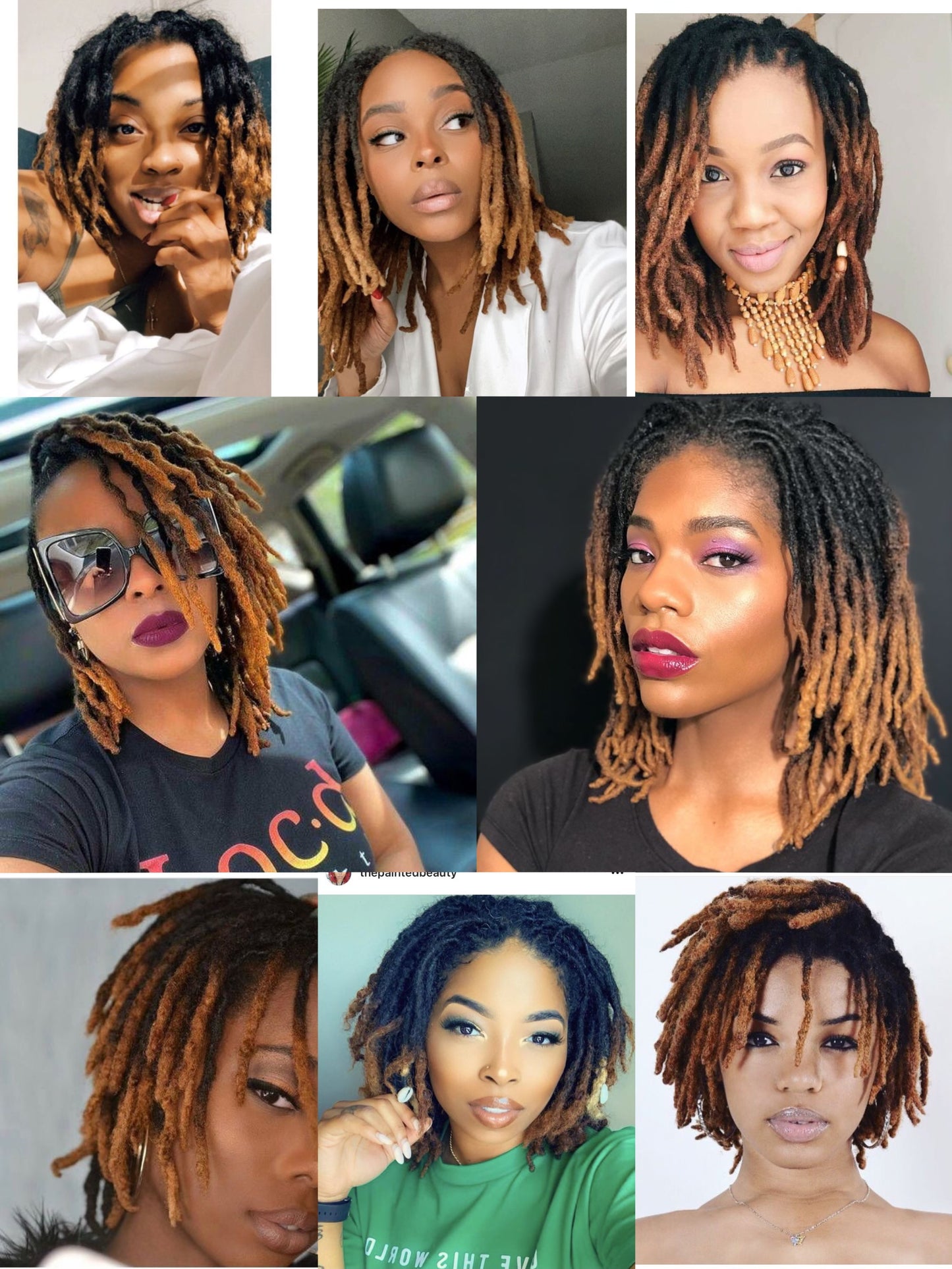 Short Dreadlocks Braided Wig 8inch Ombre Brown Braiding Wig for Black Women