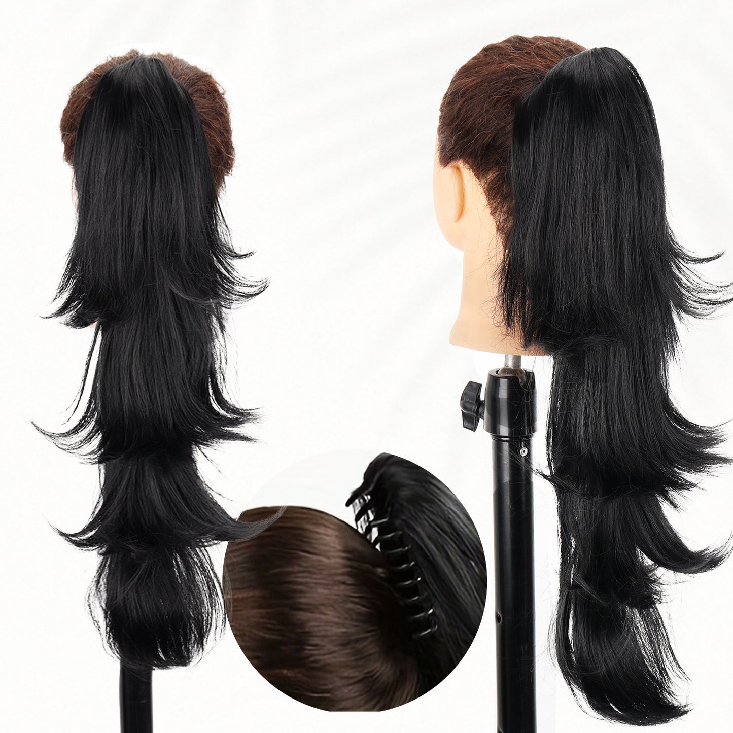 Claw Clip-in Ponytail 22"Natural Wavy Fluffy Irregular Ponytail Extension