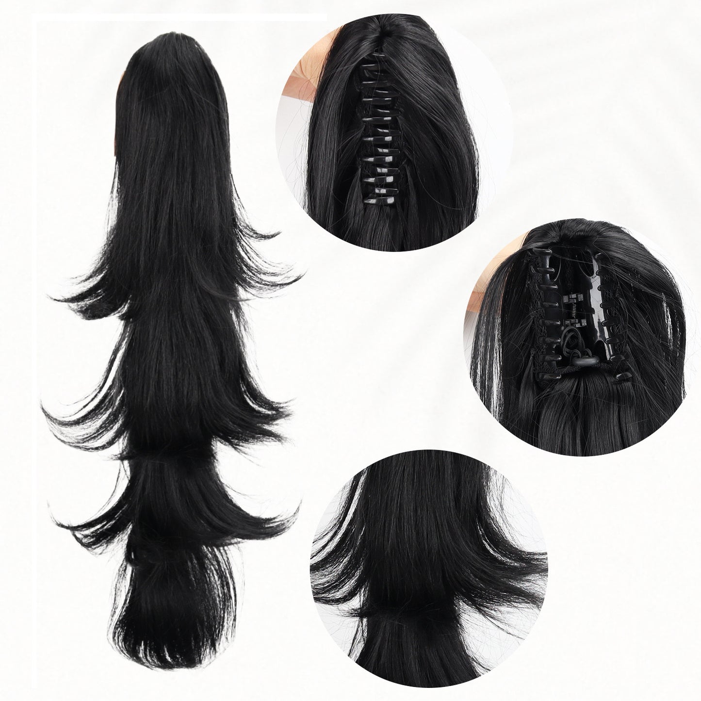 Claw Clip-in Ponytail 22"Natural Wavy Fluffy Irregular Ponytail Extension