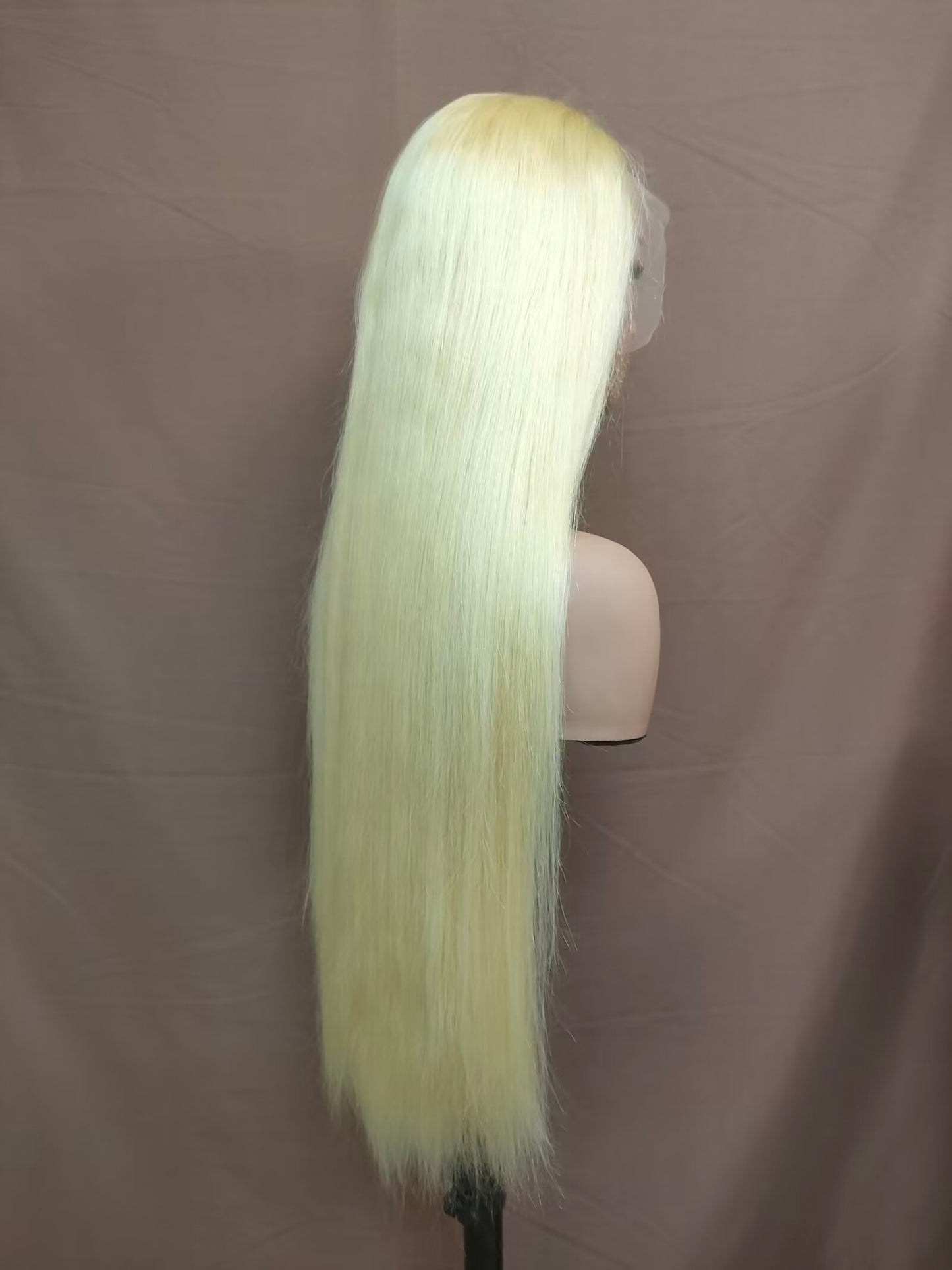 Long Blonde Human Hair Lace Front Straight Wig for African American