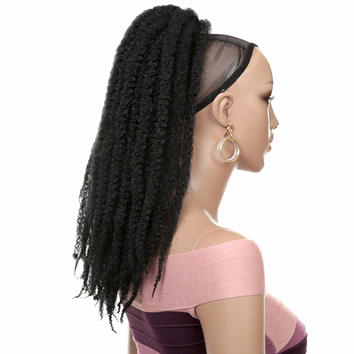18 Inch Black Marley Hair Ponytail Afro Kinky Braiding Hair Ponytail for Black Women
