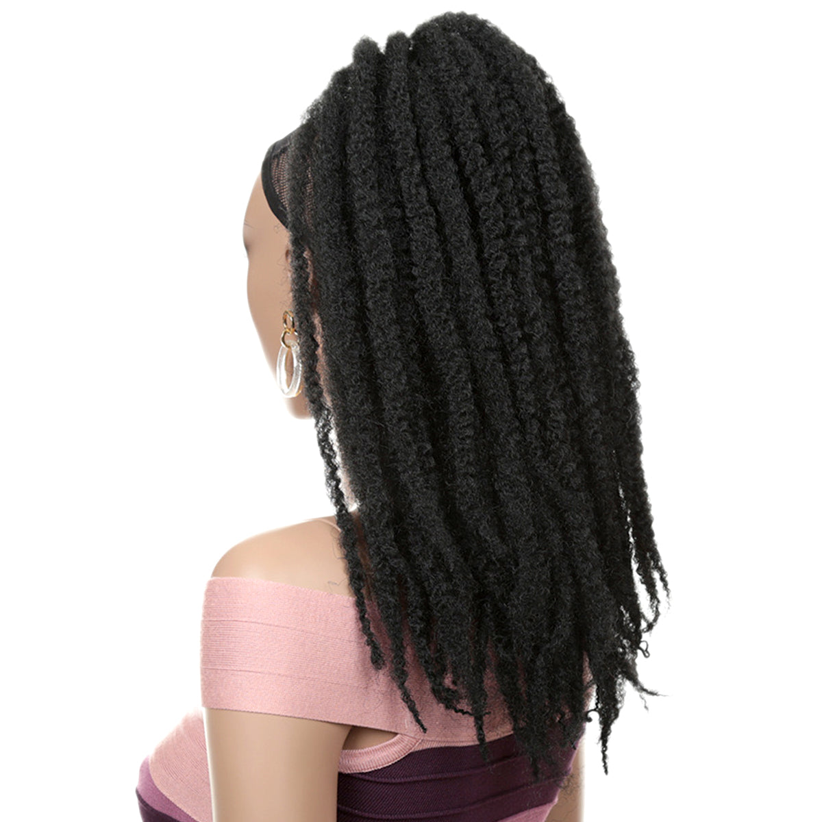18 Inch Black Marley Hair Ponytail Afro Kinky Braiding Hair Ponytail for Black Women