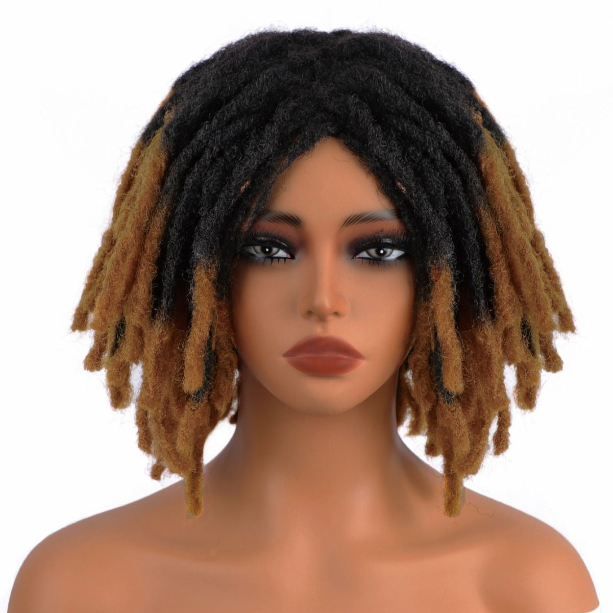 Short Dreadlocks Braided Wig 8inch Ombre Brown Braiding Wig for Black Women