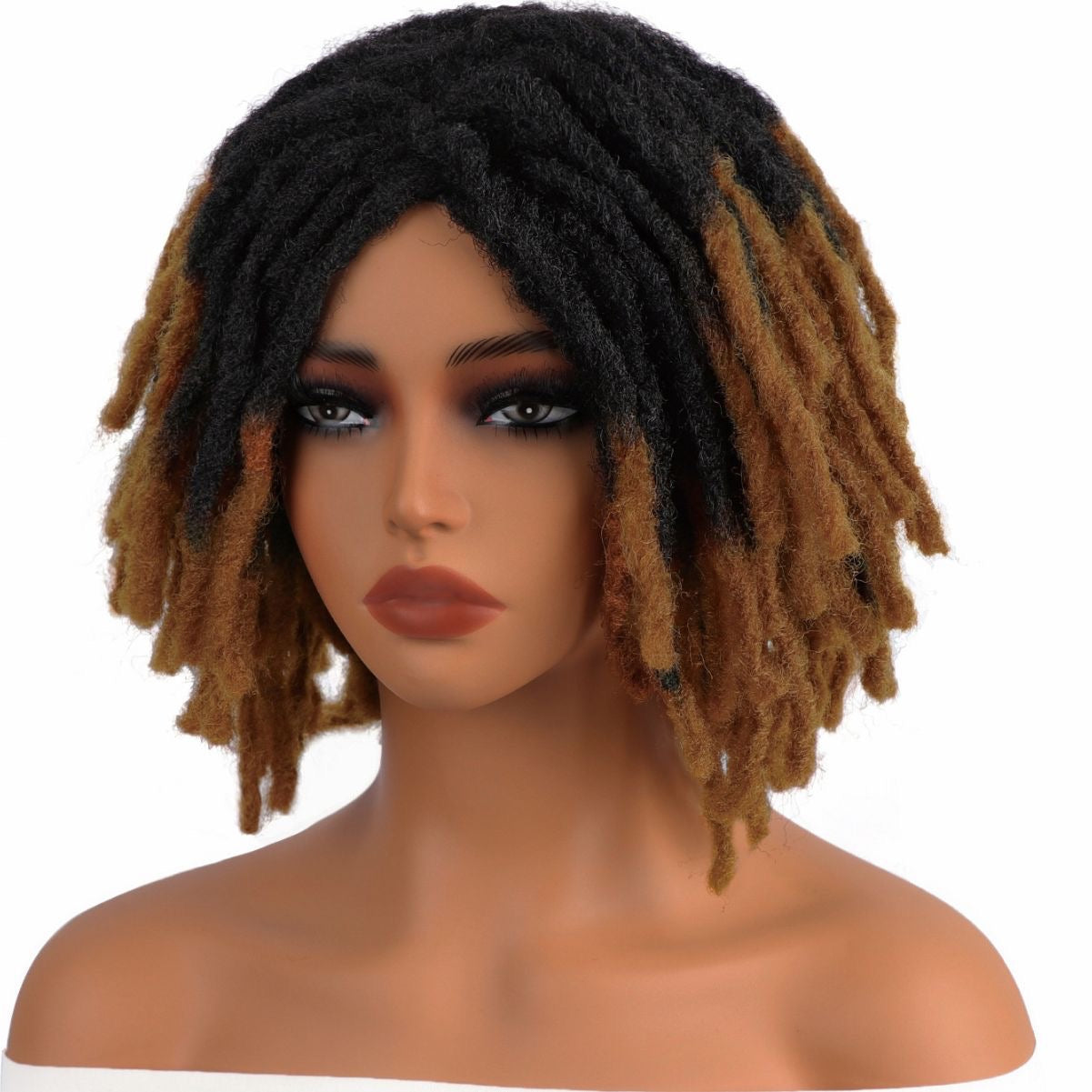 Short Dreadlocks Braided Wig 8inch Ombre Brown Braiding Wig for Black Women