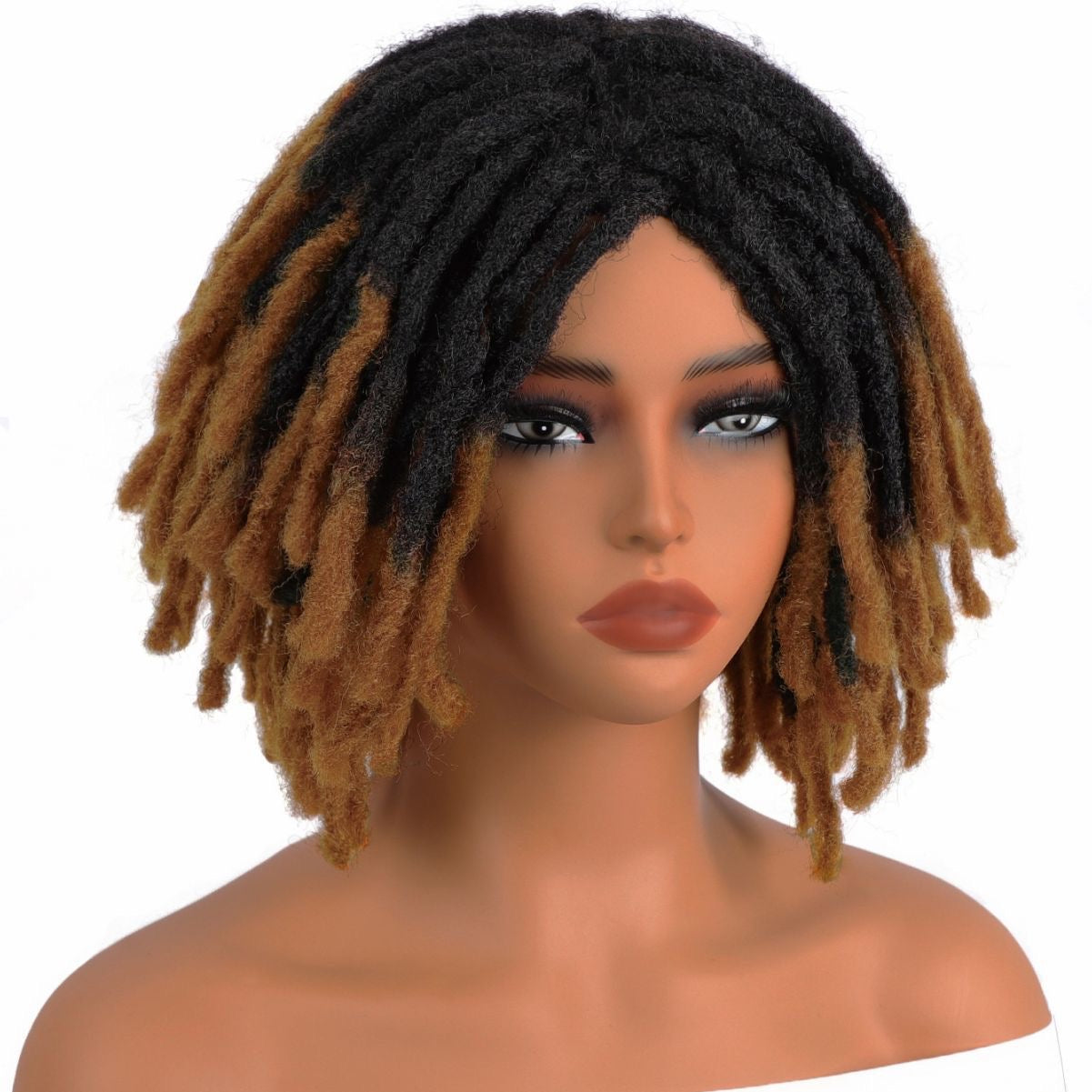 Short Dreadlocks Braided Wig 8inch Ombre Brown Braiding Wig for Black Women