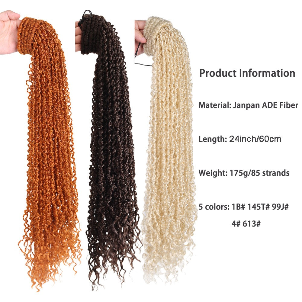24 Inch Long Passion Twist Braids with Curly Ends Ponytail for Black Women