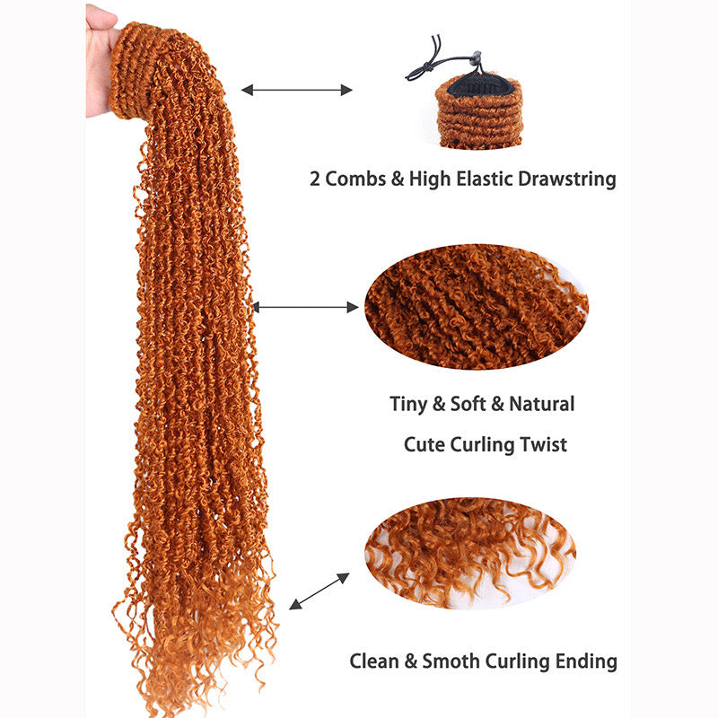 Orange Color Long Passion Twist Braids with Curly Ends Ponytail for Black Women