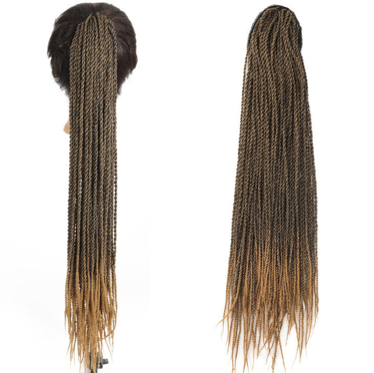 T1B27 28inch 2X Sengalese Twist Braid Drawstring Ponytail Extension Black Women