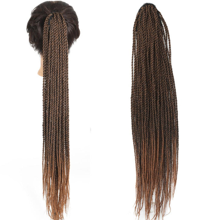 T1B30 28inch 2X Sengalese Twist Braid Drawstring Ponytail Extension Black Women