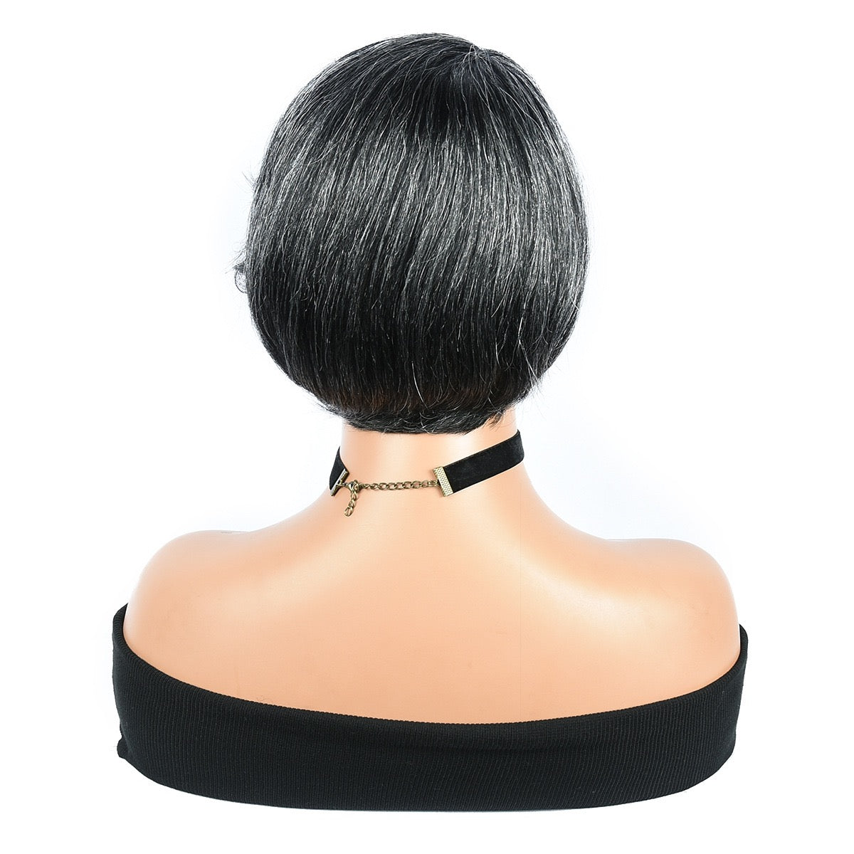 Best Salt and Pepper Wigs Human Hair Pixie Cut with Bangs for Black Women