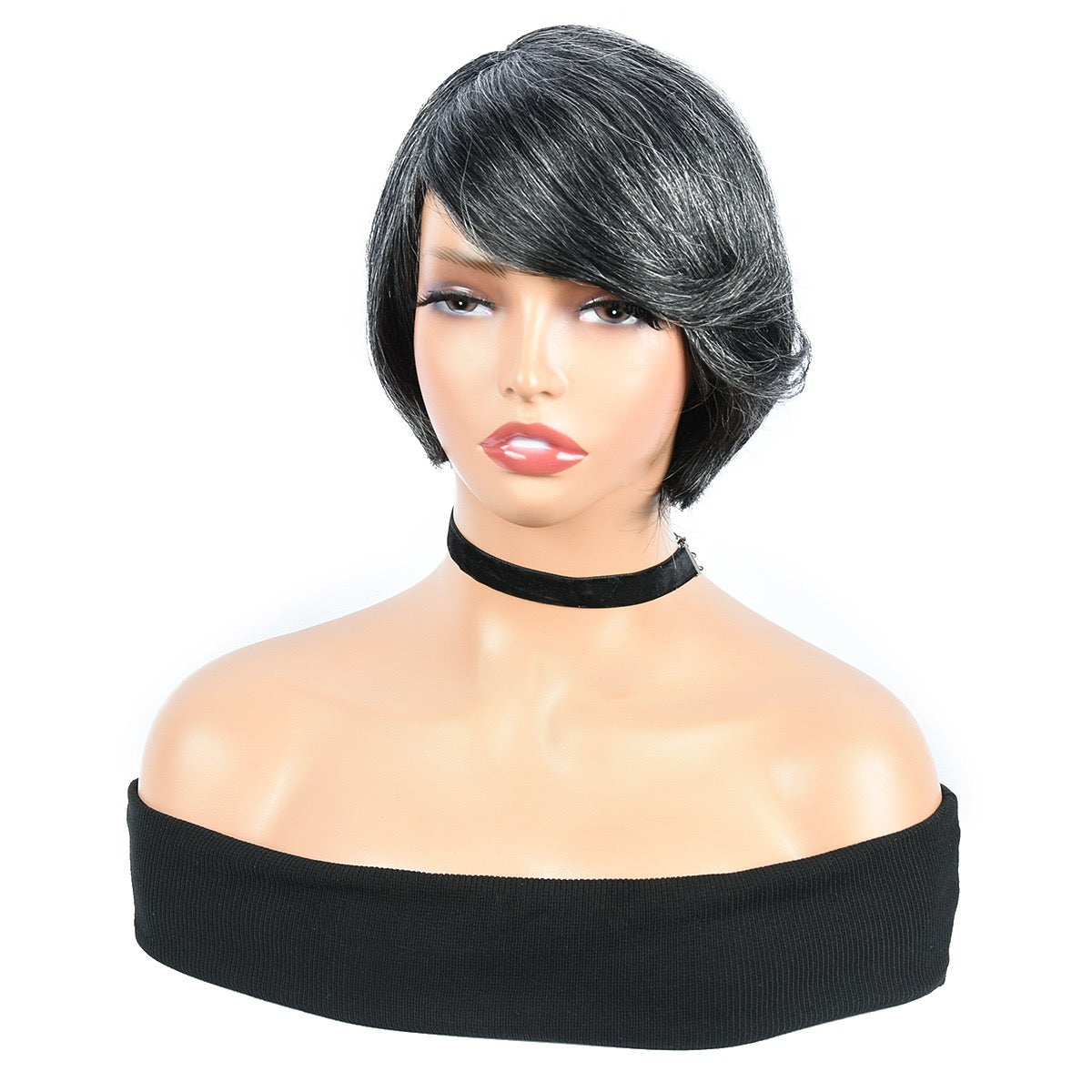 Best Salt and Pepper Wigs Human Hair Pixie Cut with Bangs for Black Women