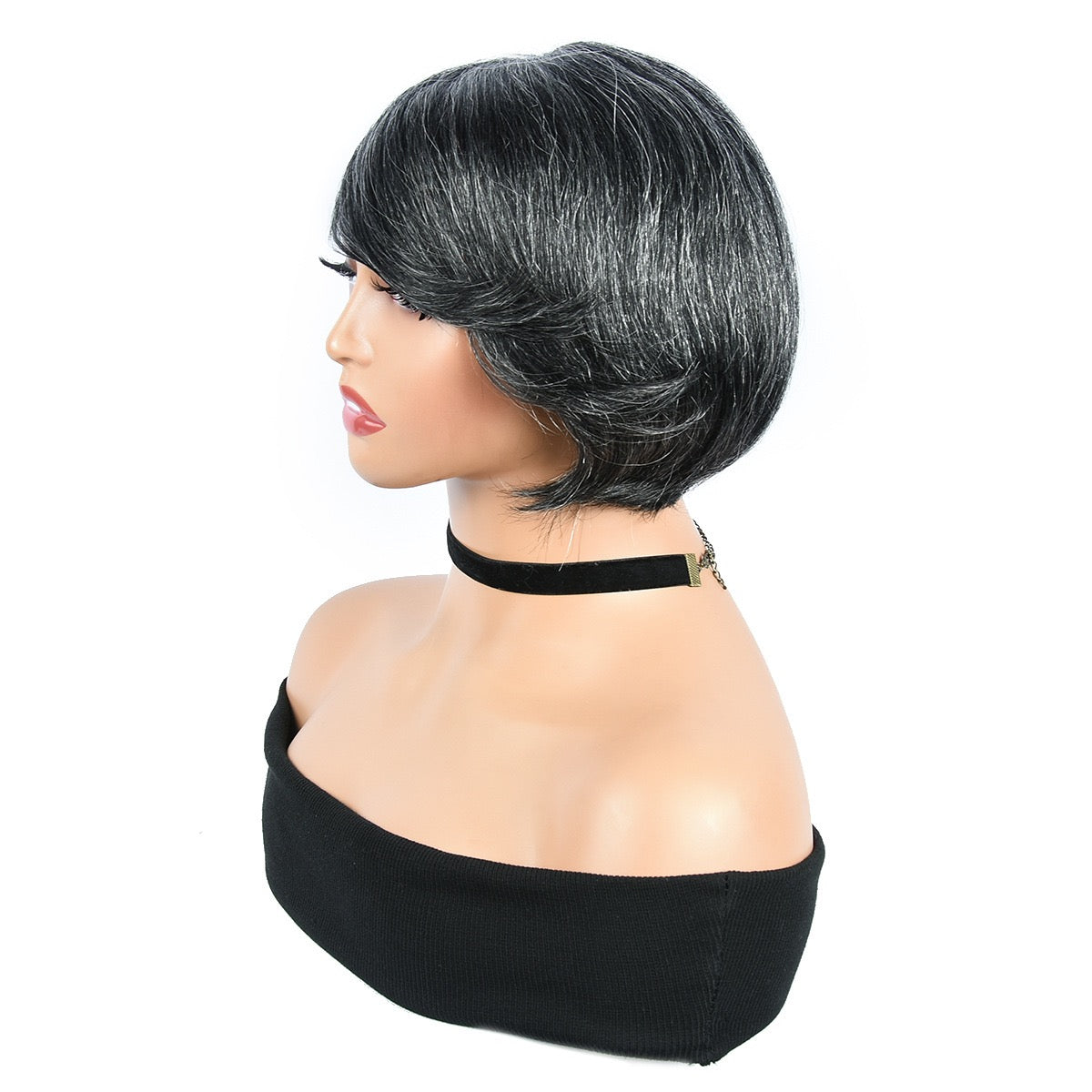 Best Salt and Pepper Wigs Human Hair Pixie Cut with Bangs for Black Women