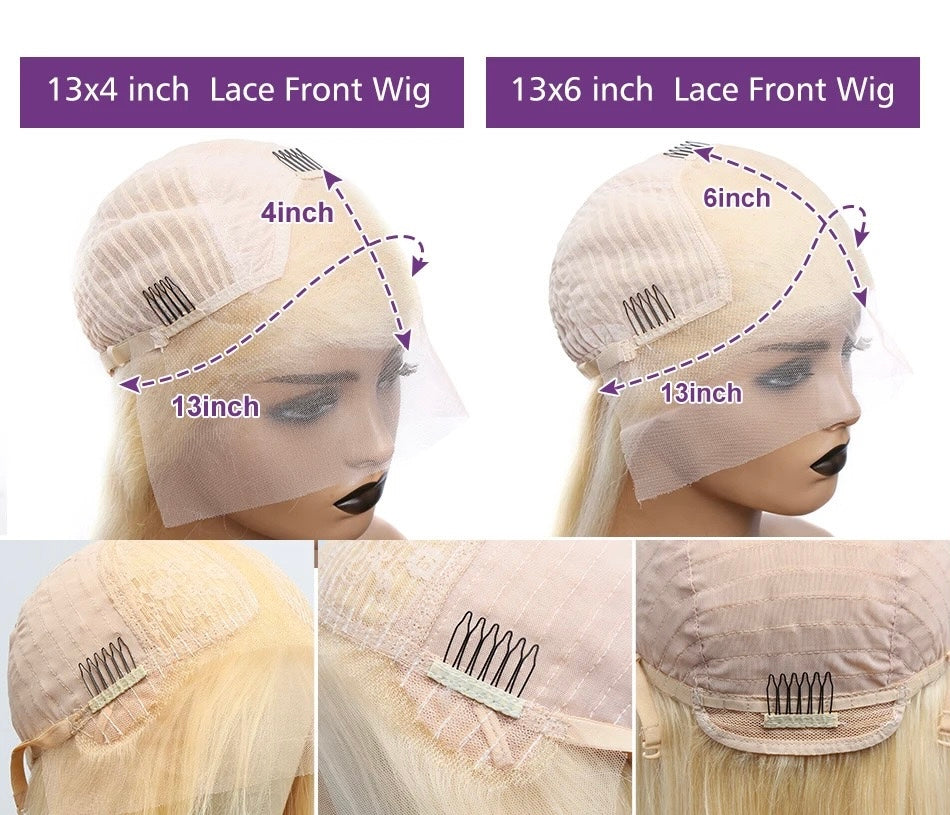 Burgundy Straight Human Hair Lace Front Wig Long Hair for African American