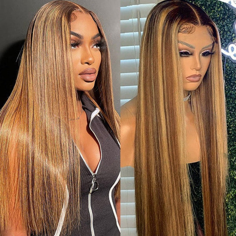 Highlight 4x4 Lace Closure Wig Straight Human Hair for Black Women