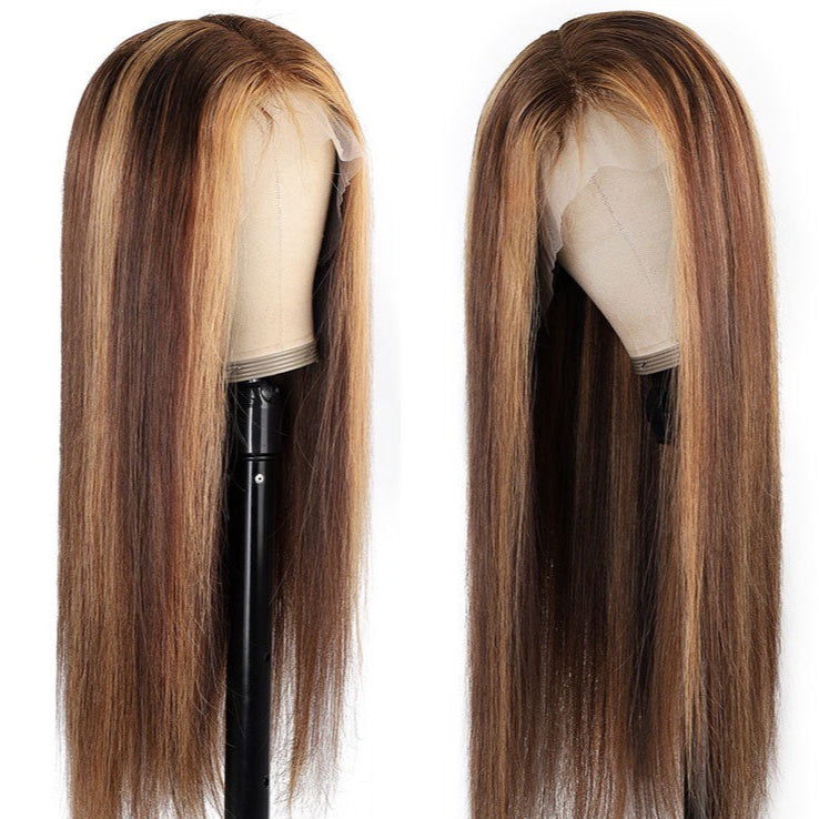 Highlight 4x4 Lace Closure Wig Straight Human Hair for Black Women