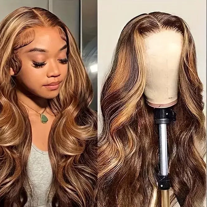 Highlight 4x4 Lace Closure Wig Body Wave Human Hair for Black Women