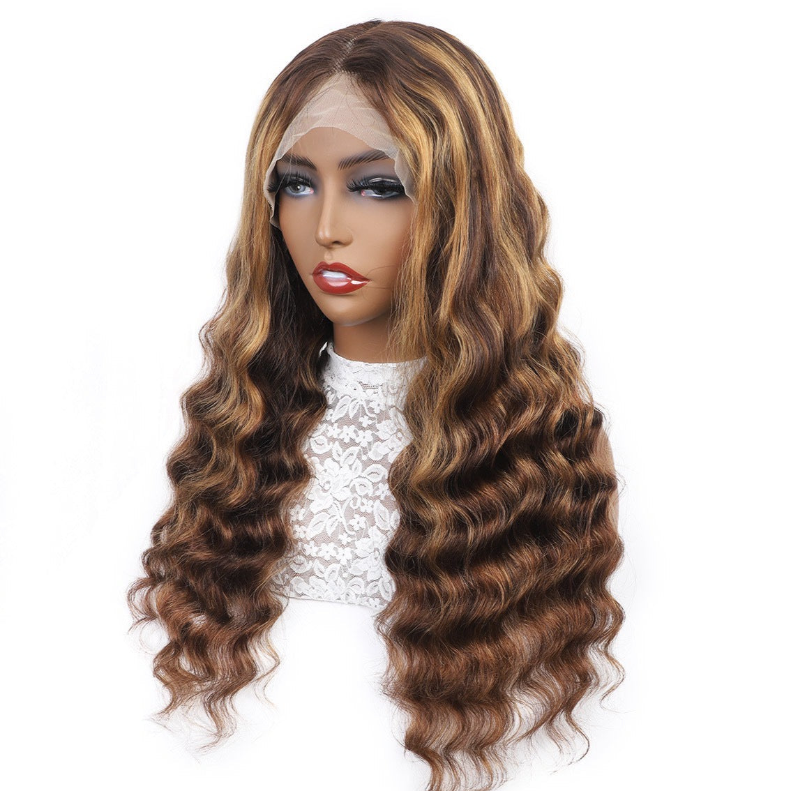 Highlight 4x4 Lace Closure Wig Loose Deep Wave Human Hair for Black Women