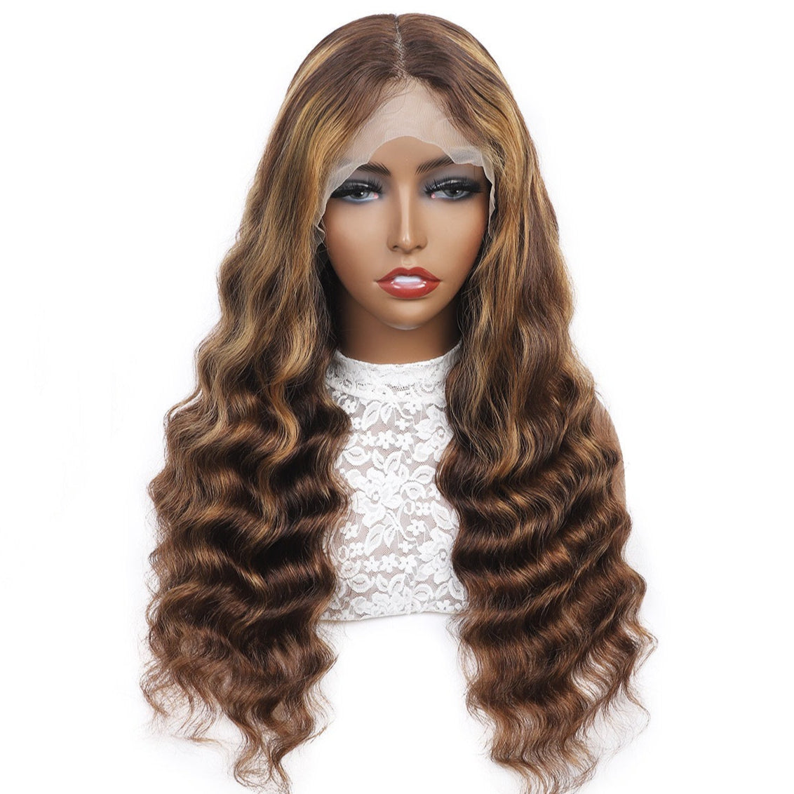 Highlight 4x4 Lace Closure Wig Loose Deep Wave Human Hair for Black Women