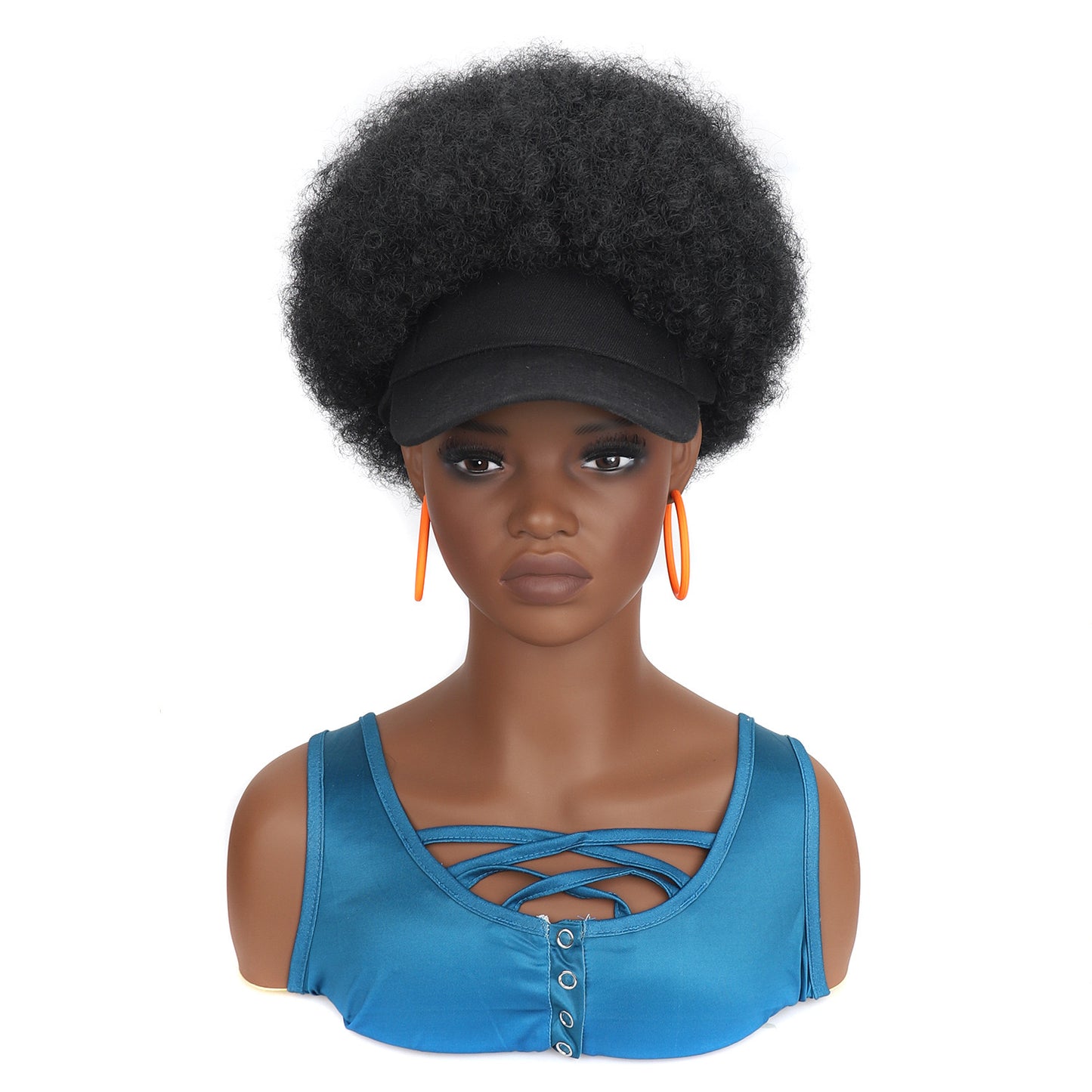 Black Baseball Cap with Afro Hair Attached Hat Wig for Black Women