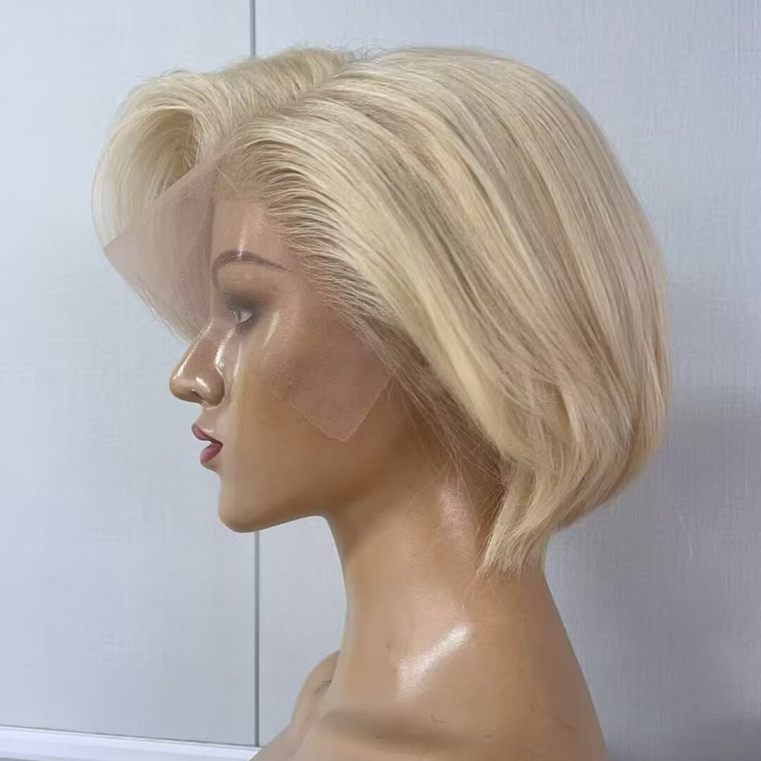 Short Blonde Pixie Cut Bob Wig Lace Frontal 13x4 Brazilian Hair for Black Women