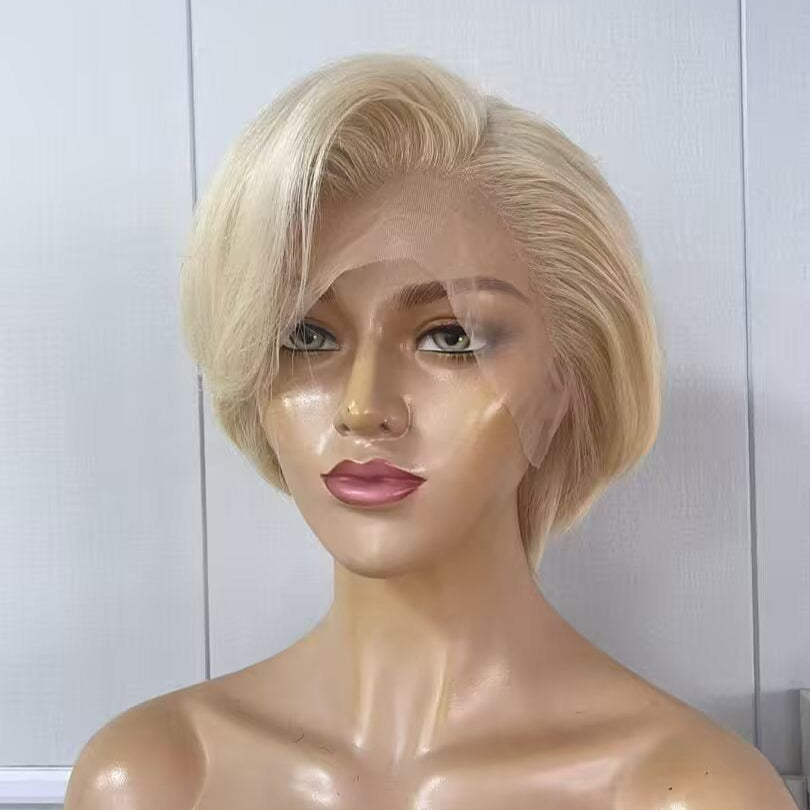 Short Blonde Pixie Cut Bob Wig Lace Frontal 13x4 Brazilian Hair for Black Women