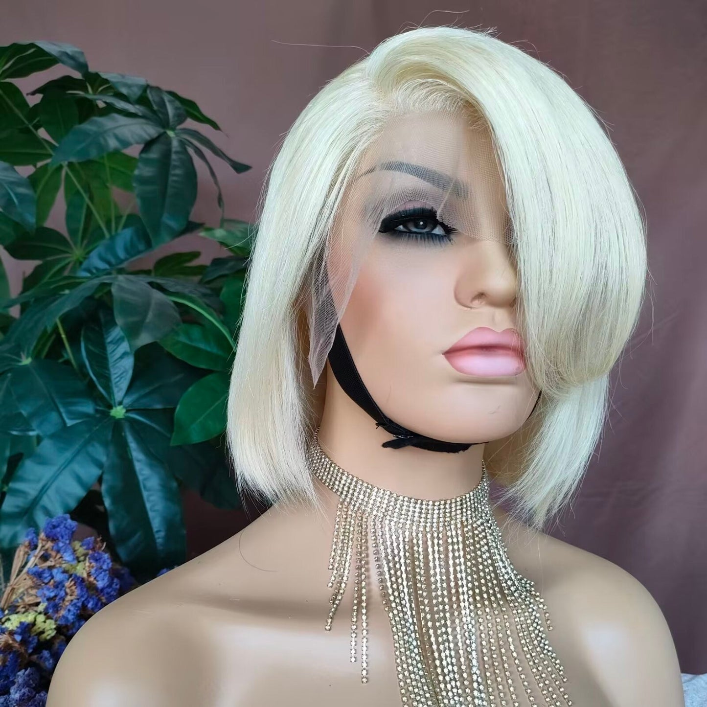 Blonde Human Hair Pixie Cut Bob Wig Lace Frontal 13x4 for Black Women