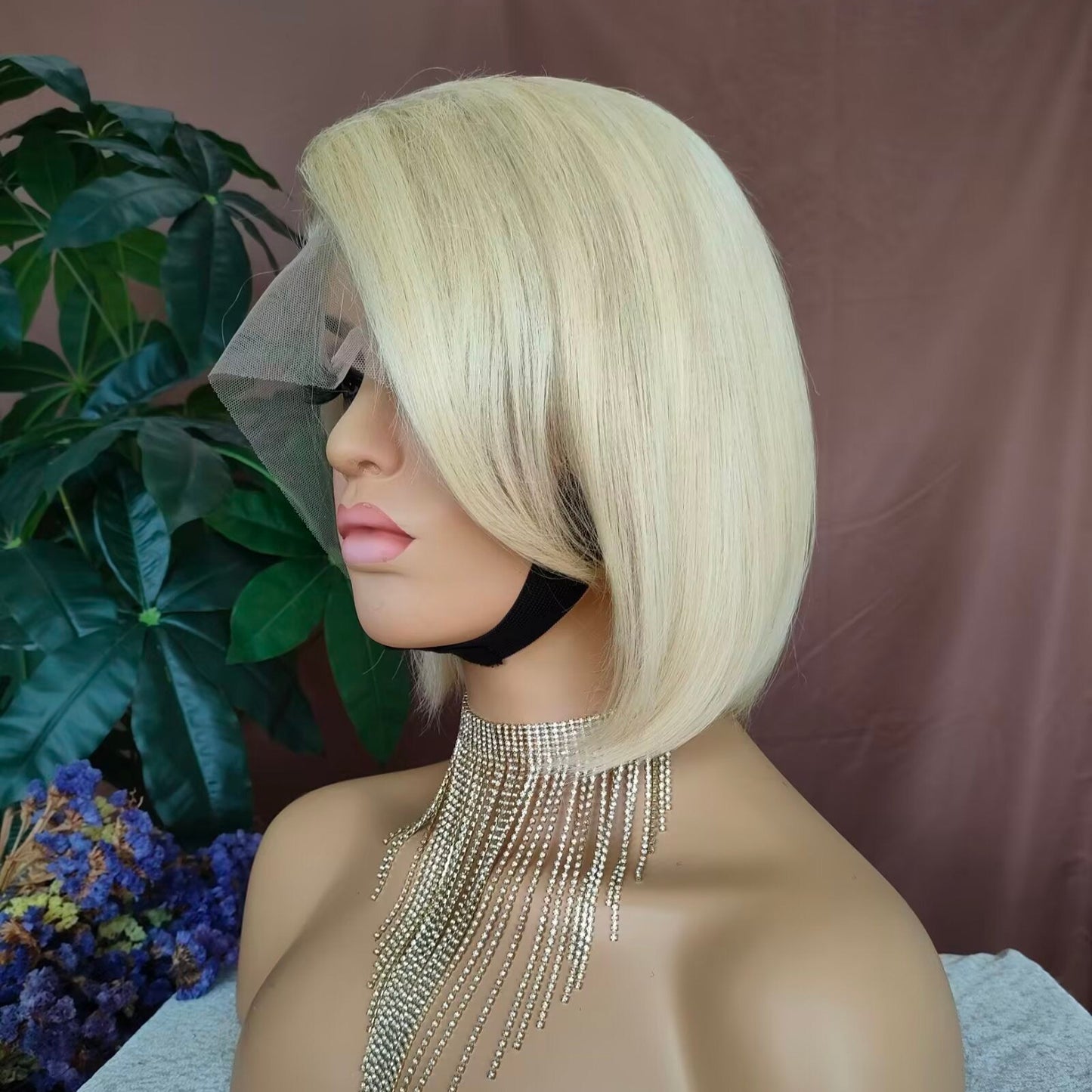 Blonde Human Hair Pixie Cut Bob Wig Lace Frontal 13x4 for Black Women