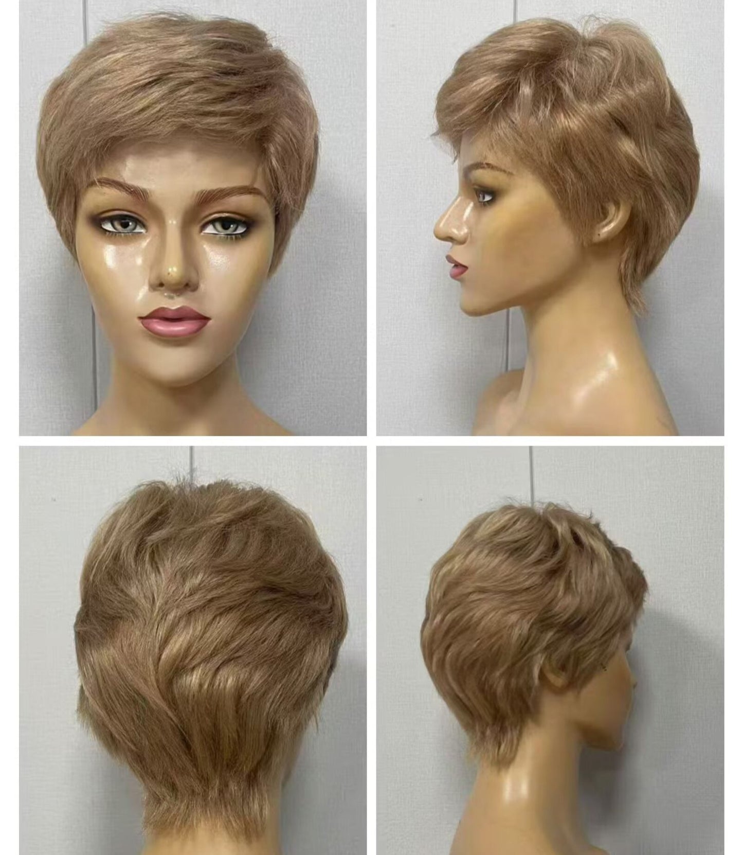 Light Brown Pixie Cut Human Hair Wig Lace frontal