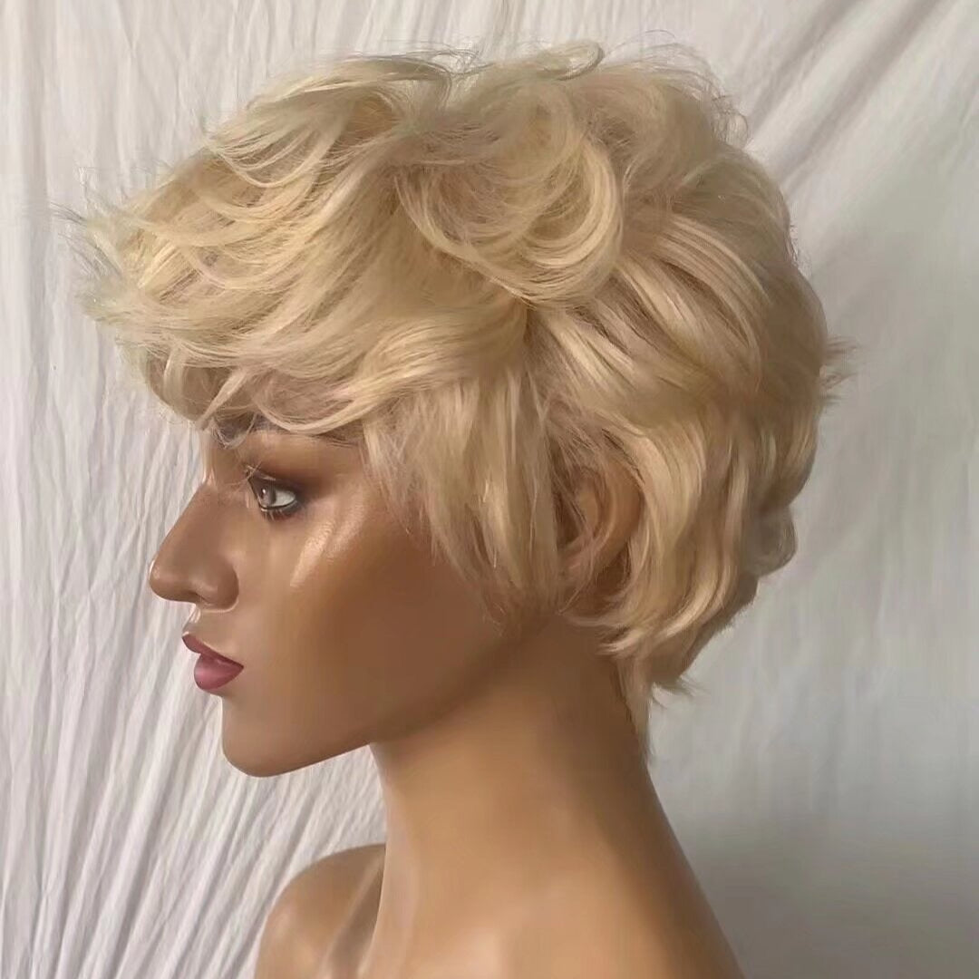 Blonde Pixie Cut Lace Frontal Natural Wave 13x4 Brazilian Hair for Black Women
