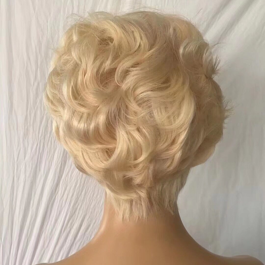Blonde Pixie Cut Lace Frontal Natural Wave 13x4 Brazilian Hair for Black Women
