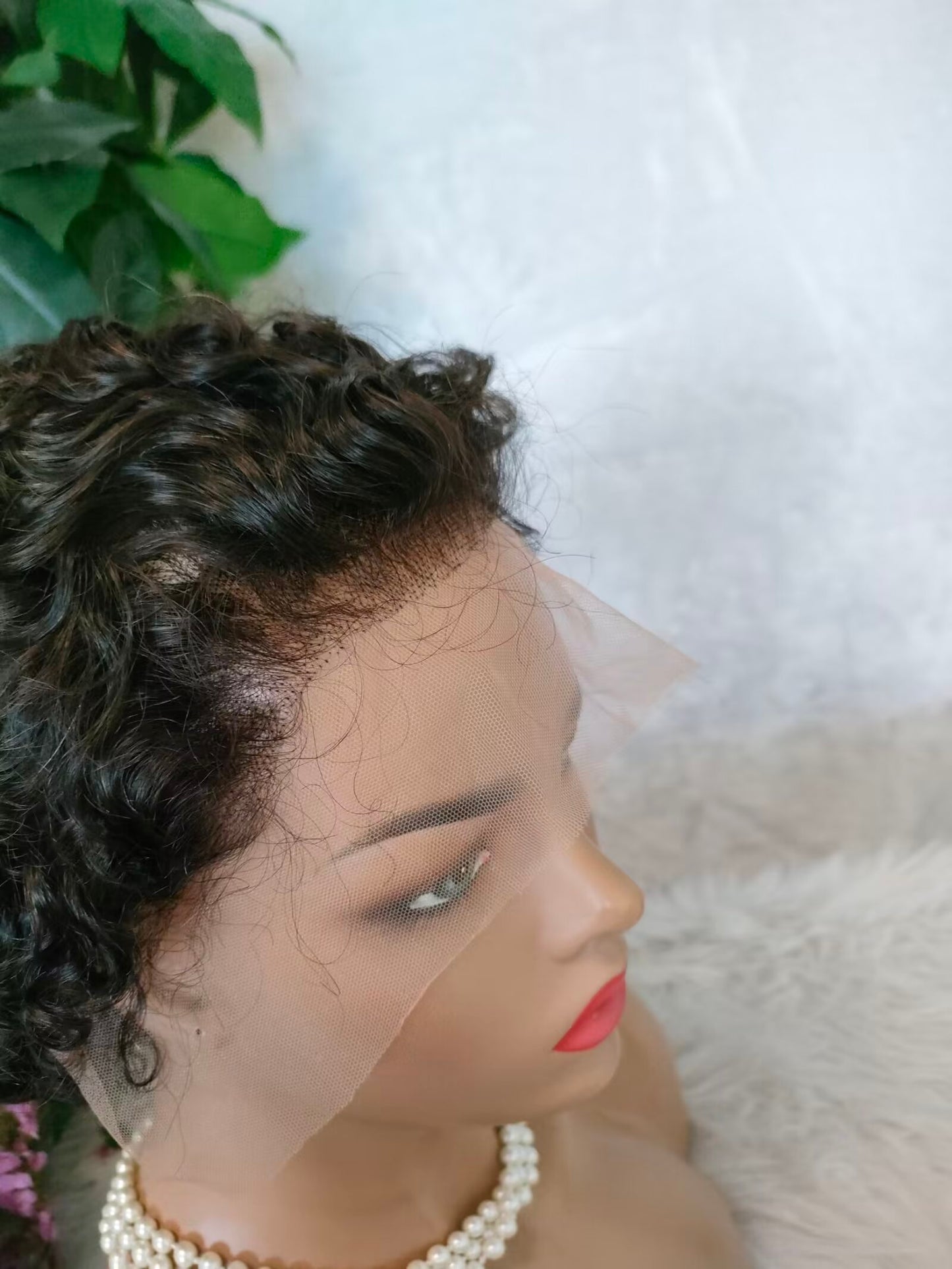 Black Curly Pixie Cut Lace Frontal Wigs 13x4 Side Part for African American