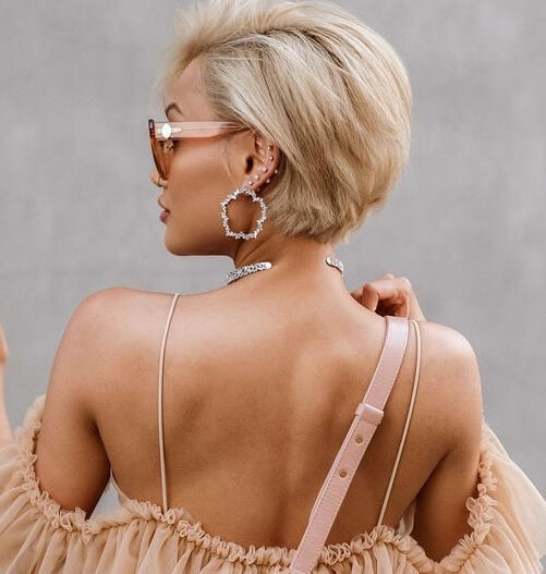 Honey Blonde Pixie Cut Wig Lace Frontal Brazilian Hair for Black Women