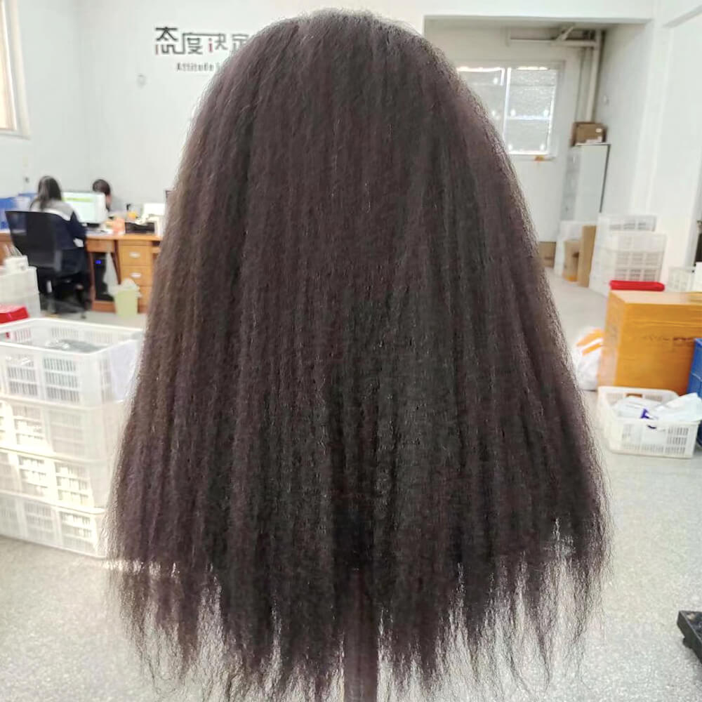 Black Kinky Straight Lace Closure Wig 4x4 Human Hair for African American-3