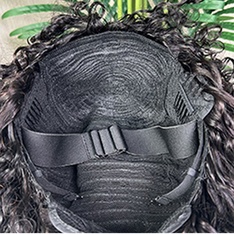 Water Wave Bob Wig with Bangs Human Hair 12'' Ombre Color Machine Made Wig