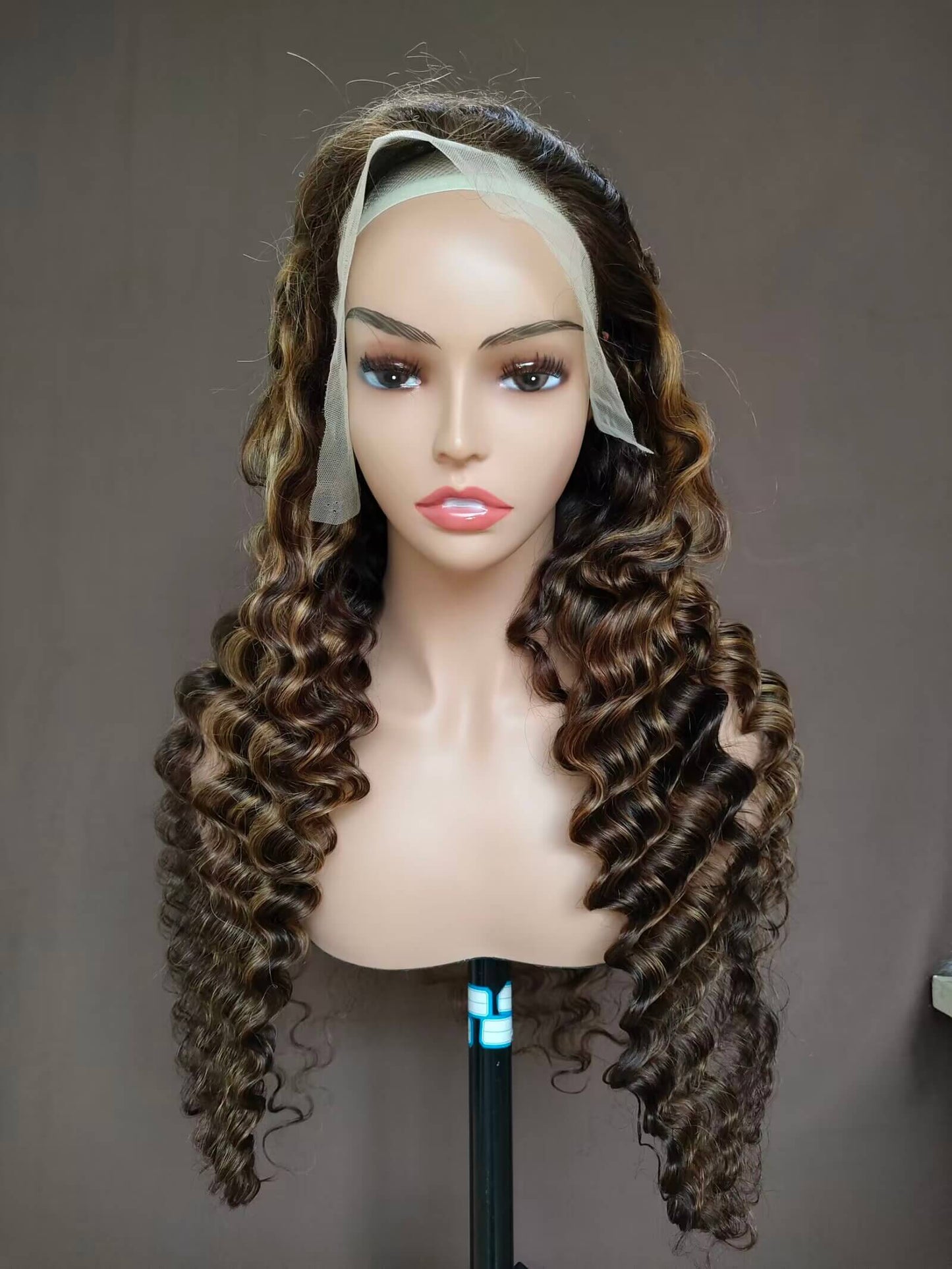 P4/27 Highlight Human Hair Deep Wave Wig Lace Frontal for African American