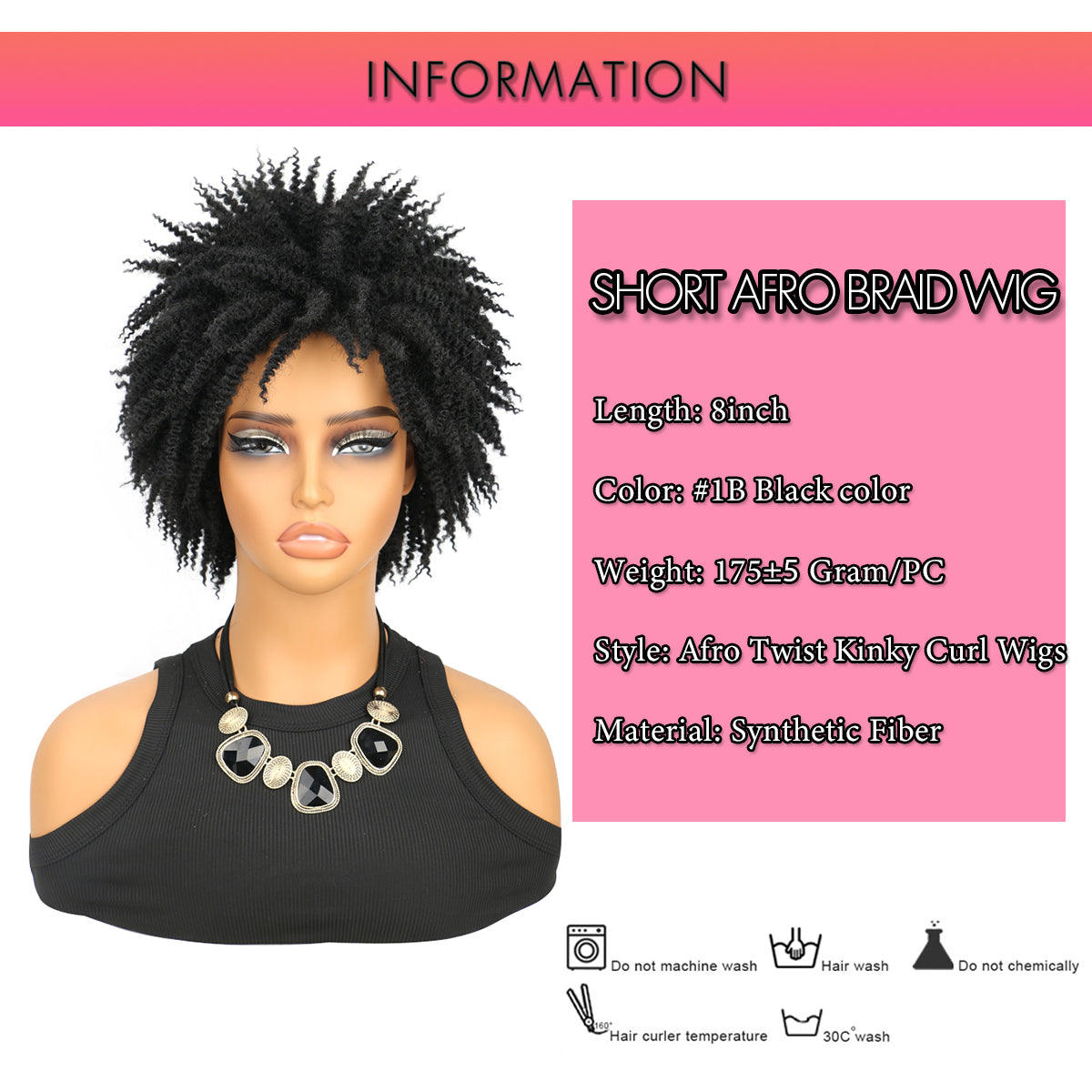 VAVANGA Short Afro Kinky Wigs for Women 6inch Natural Crochet Braided Wig Synthetic Hair Afro Puff Twist Braids Wigs Dreadlocks Twisted Braiding Wig for Black Women