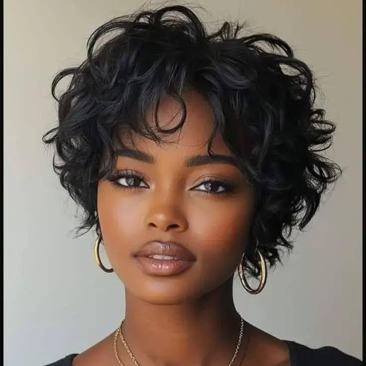 Black Short Pixie Cut Wigs Human Hair Lace Front for African American