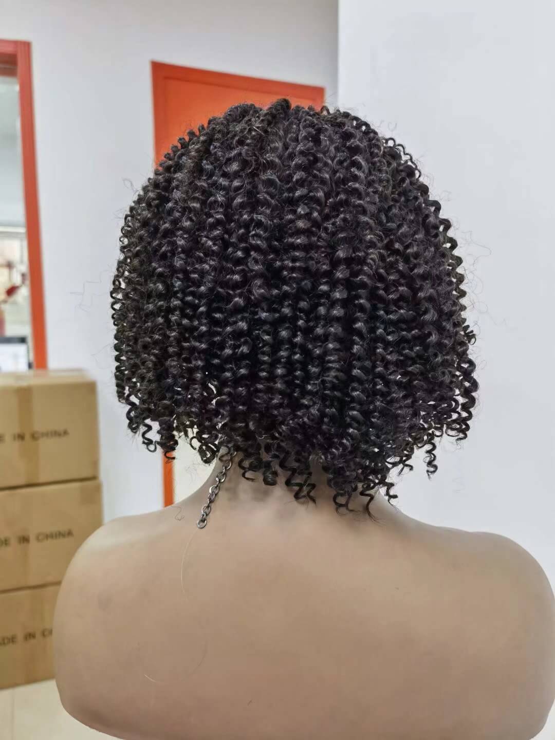 Short Kinky Curl Human Hair Lace Wig 13×4 Lace Front Wig-3