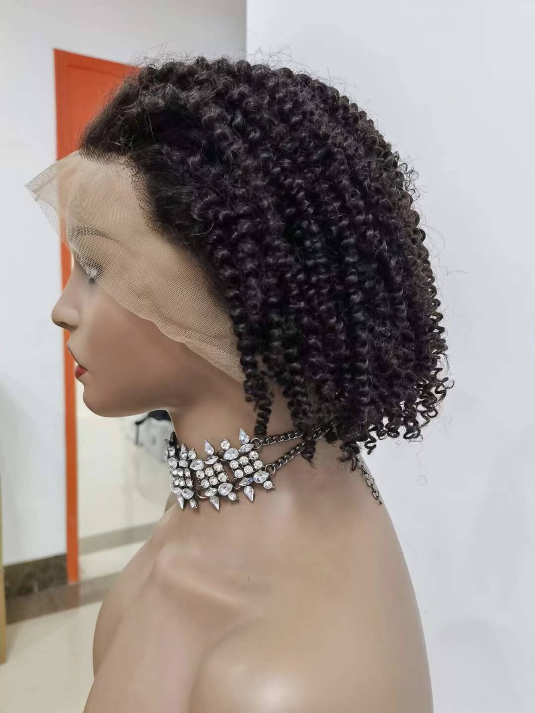 Short Kinky Curl Human Hair Lace Wig 13×4 Lace Front Wig-4