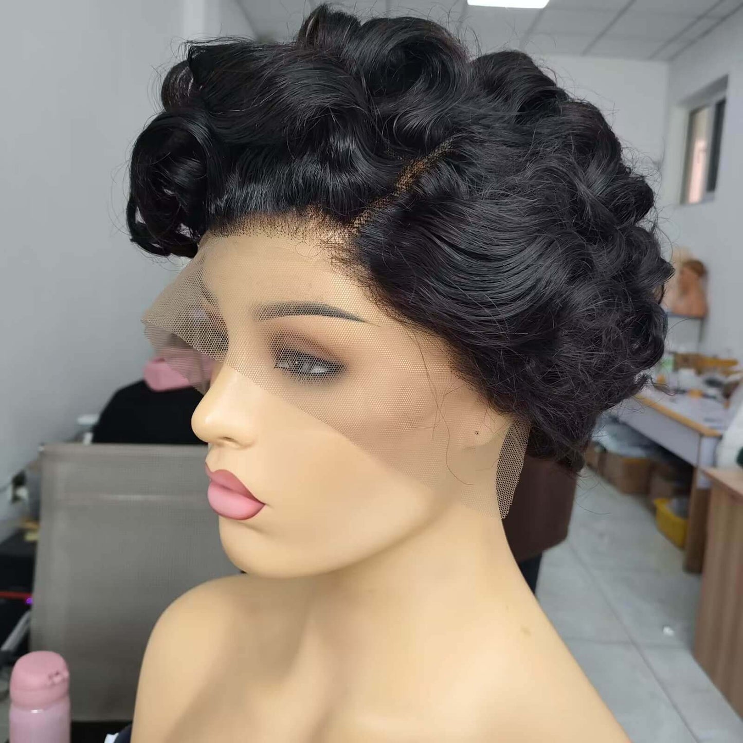 black loose wave pixie cut human hair wig