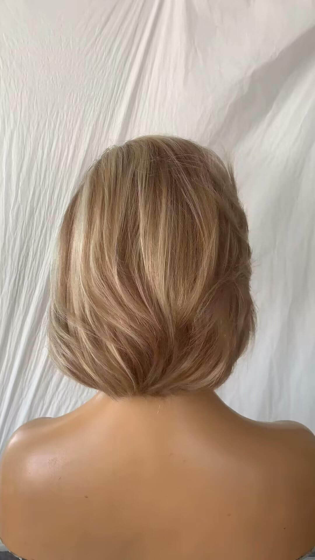 blonde mix light brown human hair bob wig