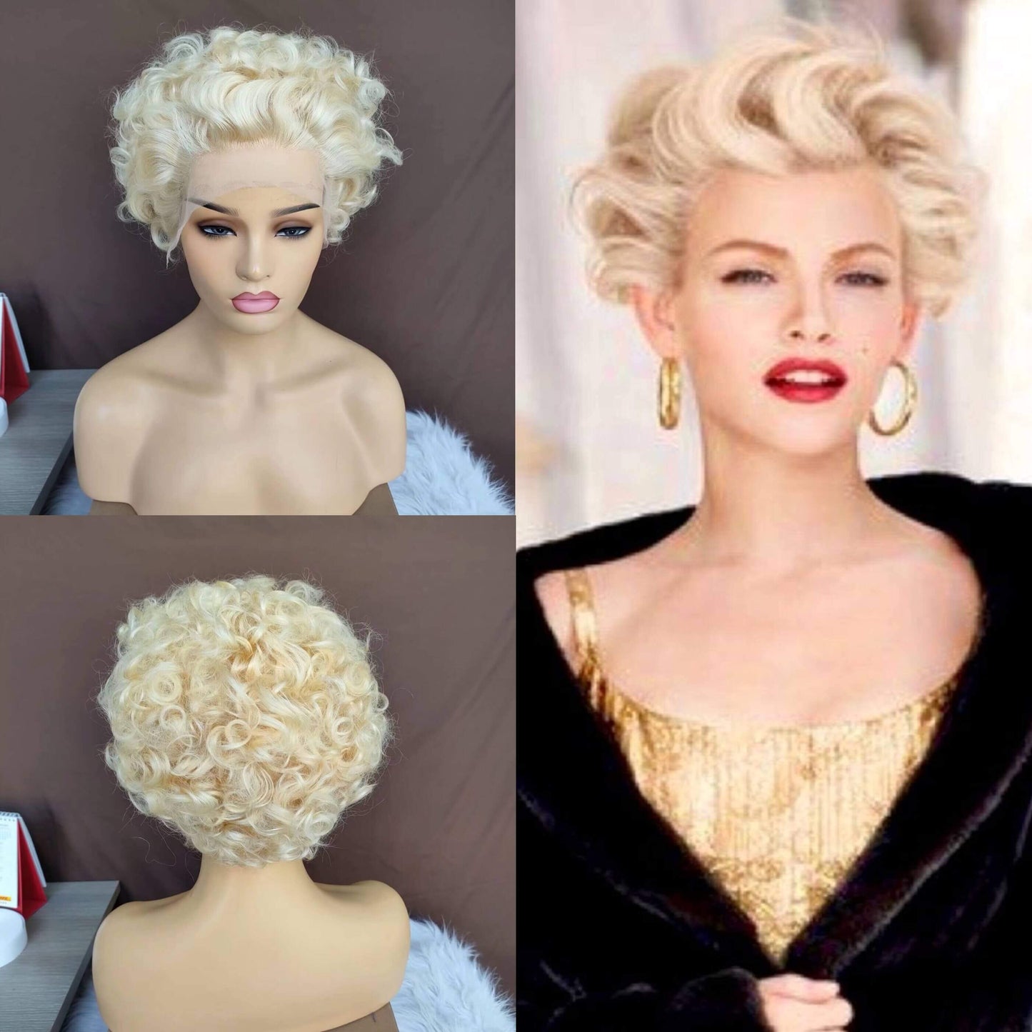 blonde pixie cut lace wig human hair