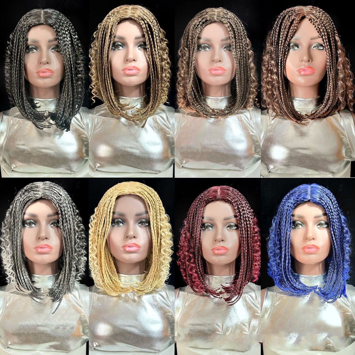 12-Inch Short Box Braid Bob Synthetic Hair Boho Hair Wig Goddess Braids Wig for Black Women, Multiple Colors