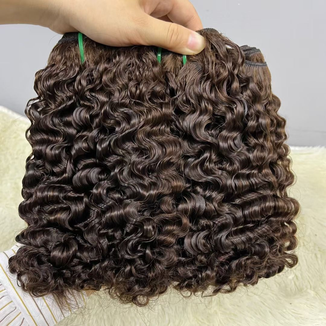 brown color Burmese Curl Hair Super Double Draw Hair SDD Curly for Black Women