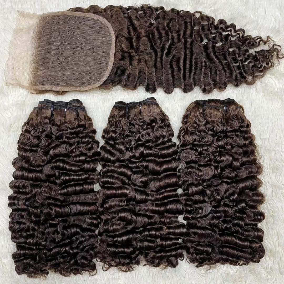 brown Burmese Curl Hair Super Double Draw Hair SDD Curly for Black Women