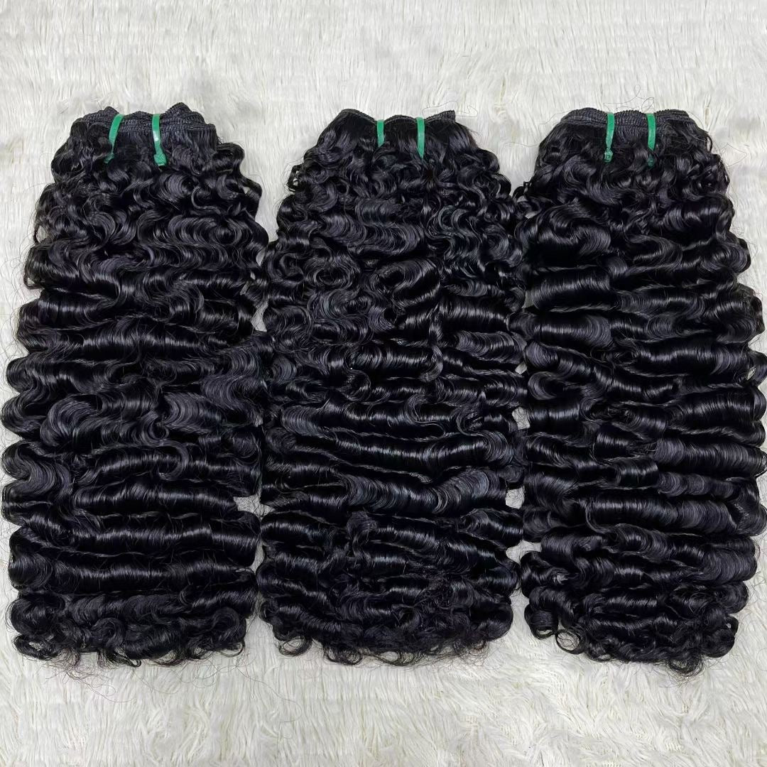 natural black Burmese Curl Hair Super Double Draw Hair SDD Curly for Black Women