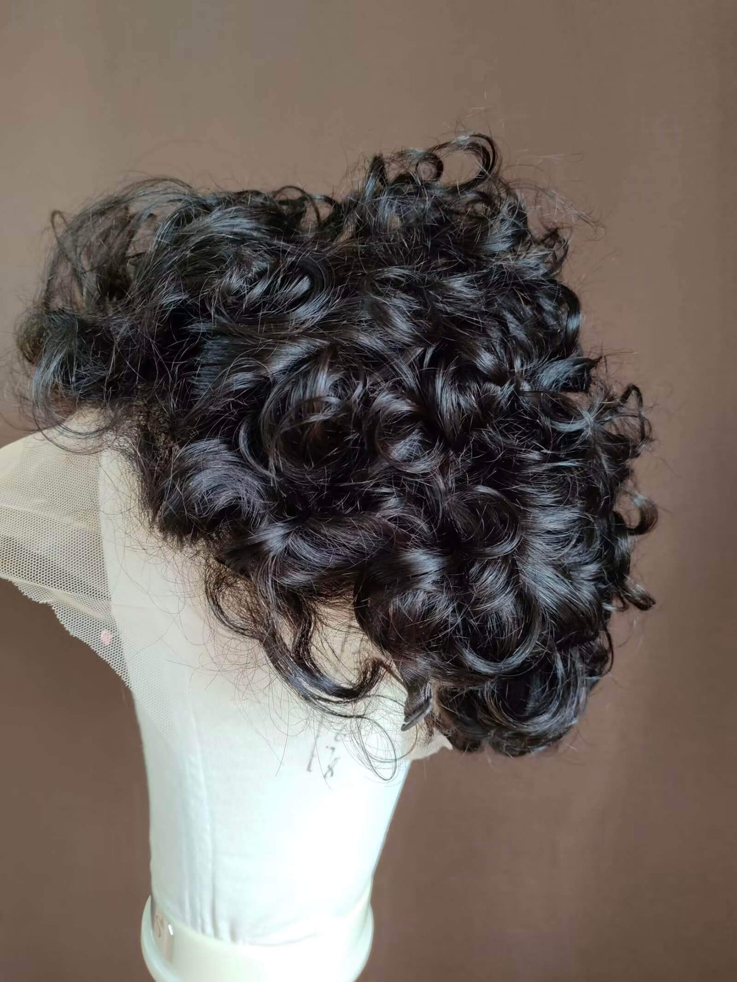 Short Black Curly Human Hair Lace Wig Pixie Cut for African American