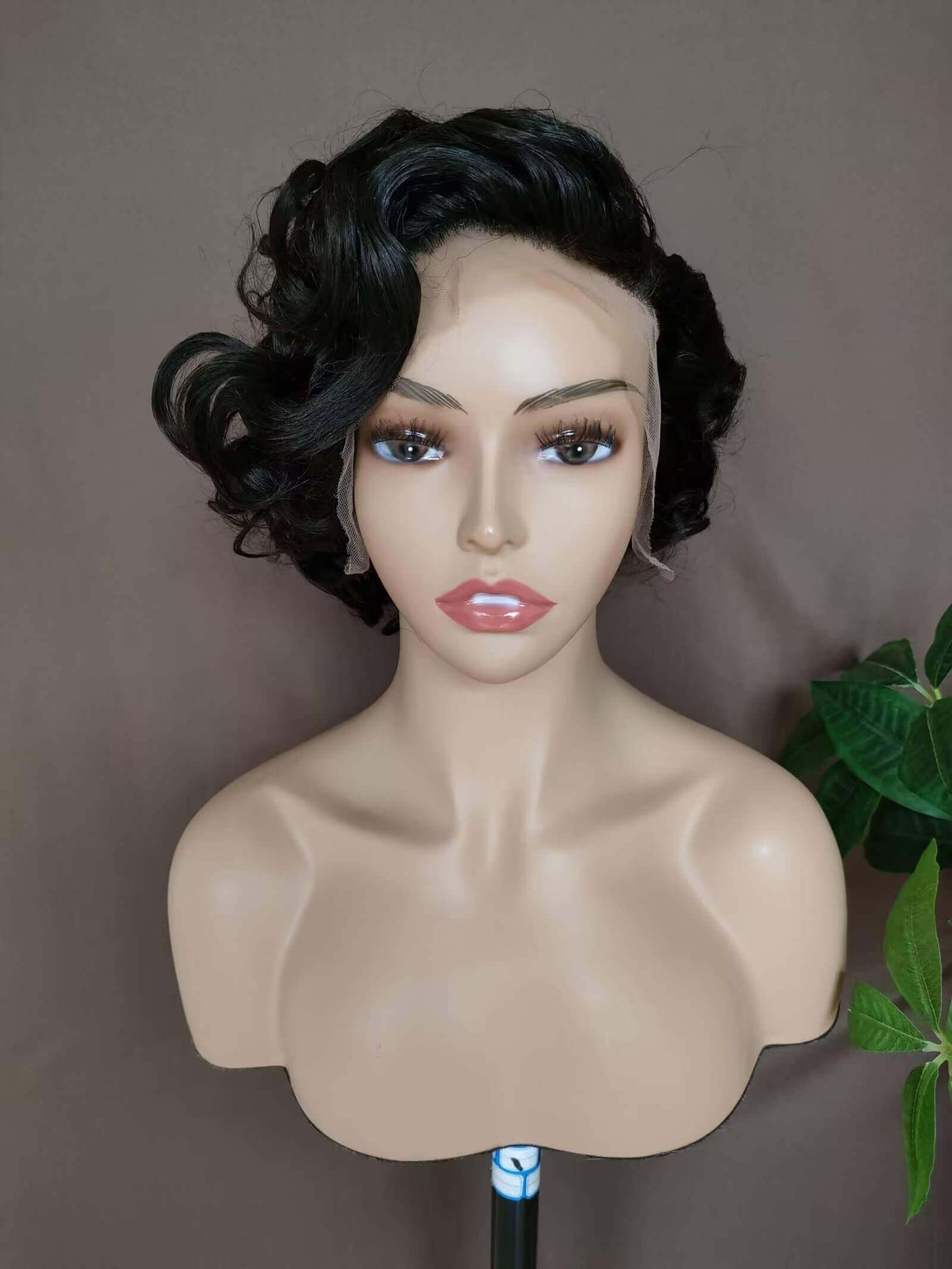 short black wave human hair lace wig for black women