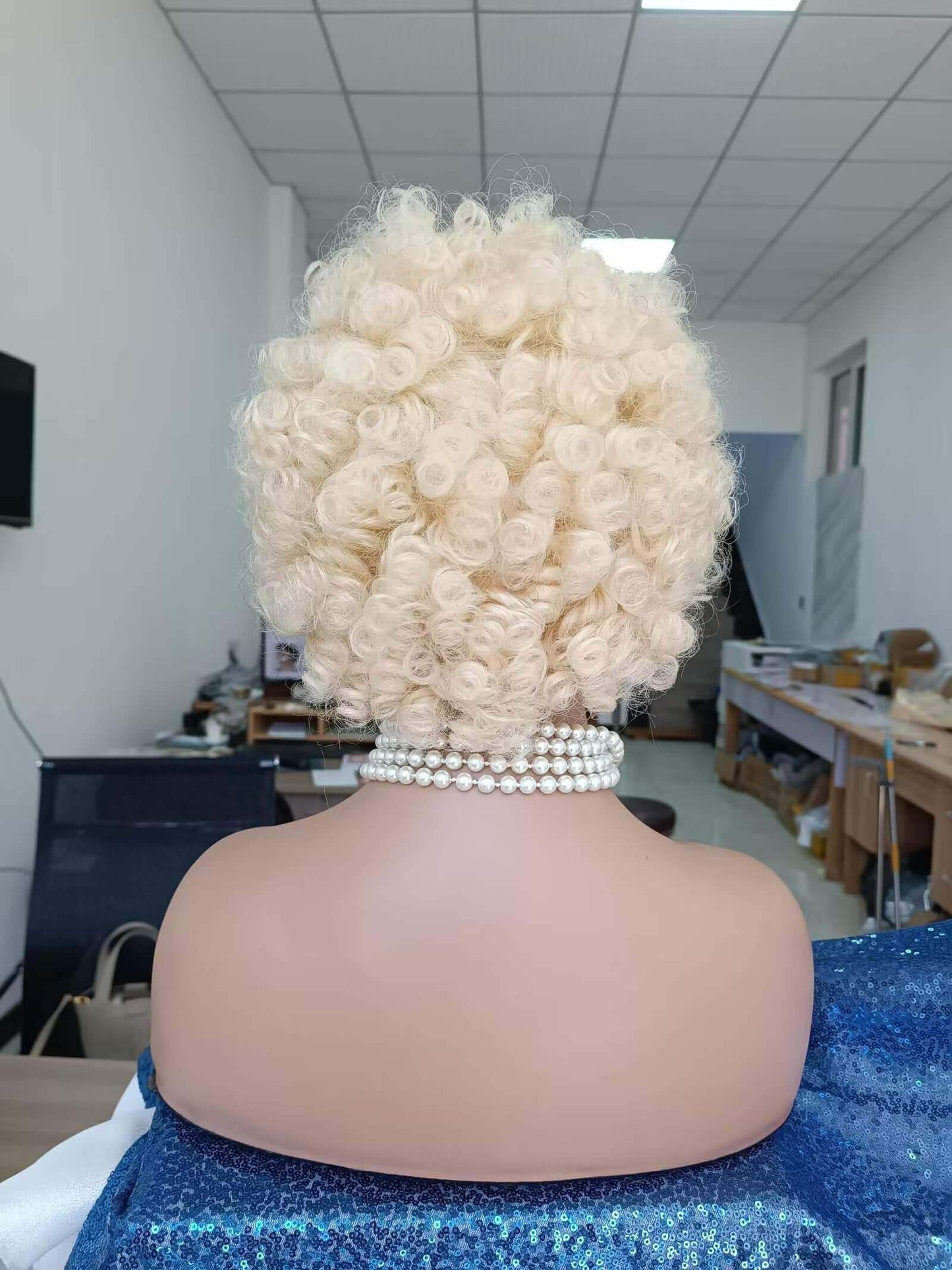 short blonde afro kinky human hair wig