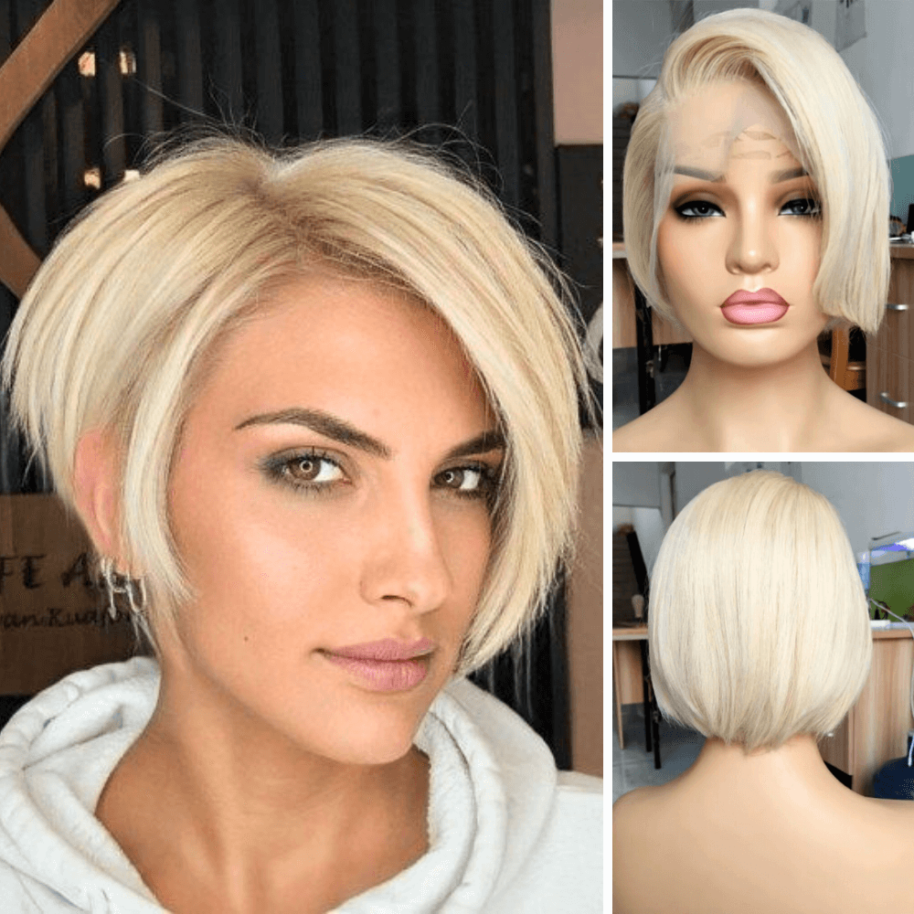 Side Part Blonde bob Wig Lace Frontal Brazilian Hair for Black Women-main